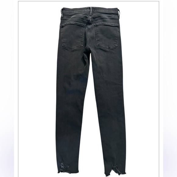 Agolde Black Sophia Distressed Ankle Fray Skinny Jean Black/Gray Stetch - Picture 4 of 7